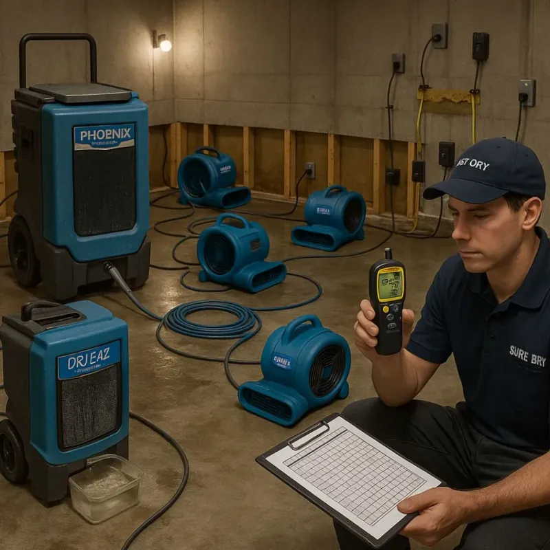 Structural Drying and Dehumidification process in Oak View, CA